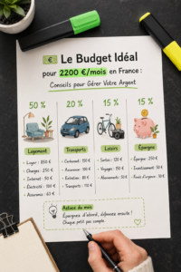 Femme utilisant un ordinateur pour gérer son budget mensuel de 2200 €