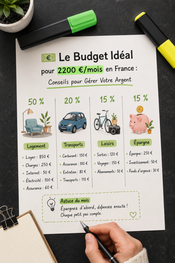 Femme utilisant un ordinateur pour gérer son budget mensuel de 2200 €