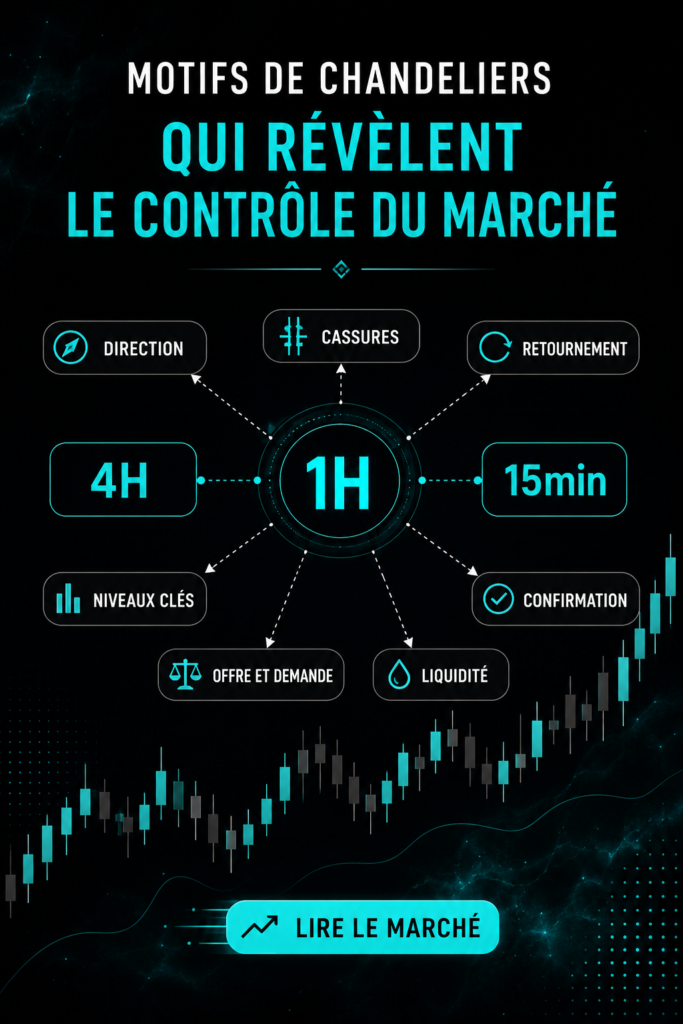 Graphique montrant des motifs de chandelier illustrant le contrôle du marché