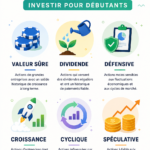 Illustration de différents types d'actions boursières pour les investisseurs débutants