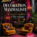 Intérieur décoré avec des éléments vintage maximalistes, mélange de couleurs et de motifs