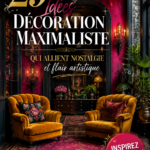 Intérieur décoré avec des éléments vintage maximalistes, mélange de couleurs et de motifs