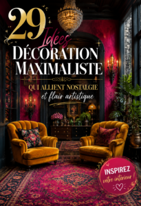 Intérieur décoré avec des éléments vintage maximalistes, mélange de couleurs et de motifs
