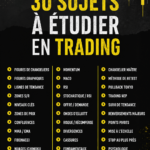 Image représentant des graphiques de trading et des statistiques financières avec des éléments d'apprentissage