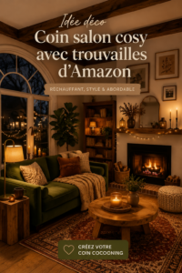 Un salon cosy avec des accessoires pratiques et chaleureux, issus de trouvailles Amazon
