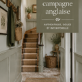 Un salon chaleureux décoré dans le style campagnard anglais, avec des meubles en bois rustique et des textiles doux.