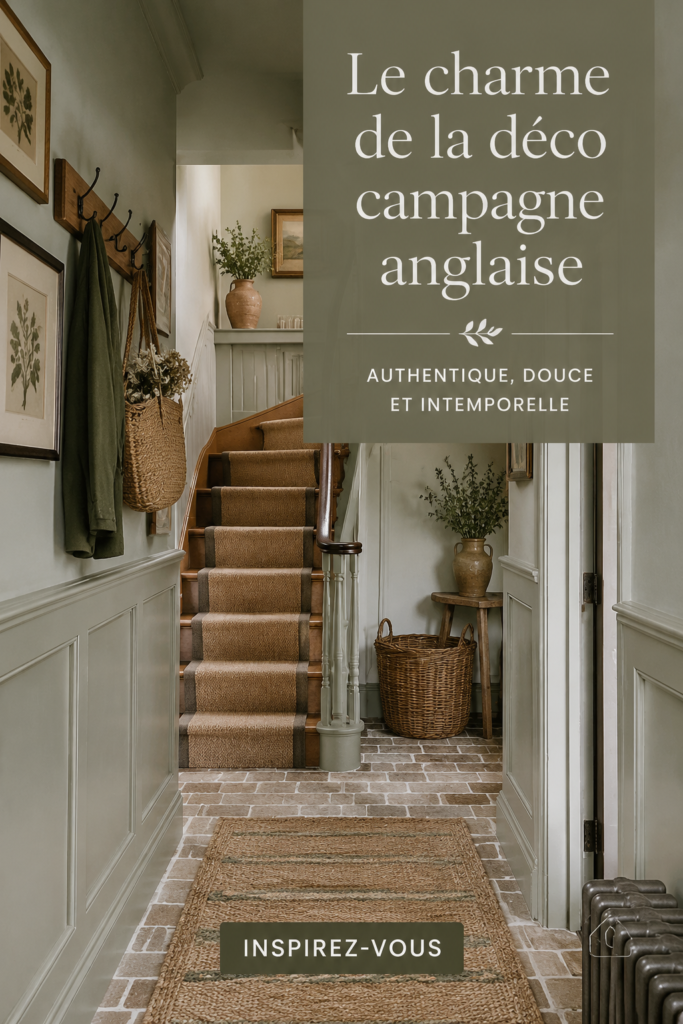 Un salon chaleureux décoré dans le style campagnard anglais, avec des meubles en bois rustique et des textiles doux.