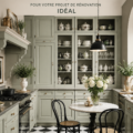 Une cuisine de style victorien avec un décor élégant et traditionnel.