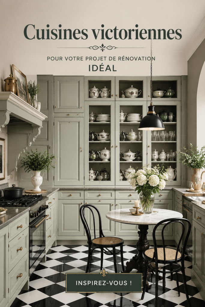 Une cuisine de style victorien avec un décor élégant et traditionnel.