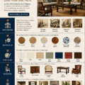 Design intérieur colonial français avec des meubles en bois et des motifs floraux