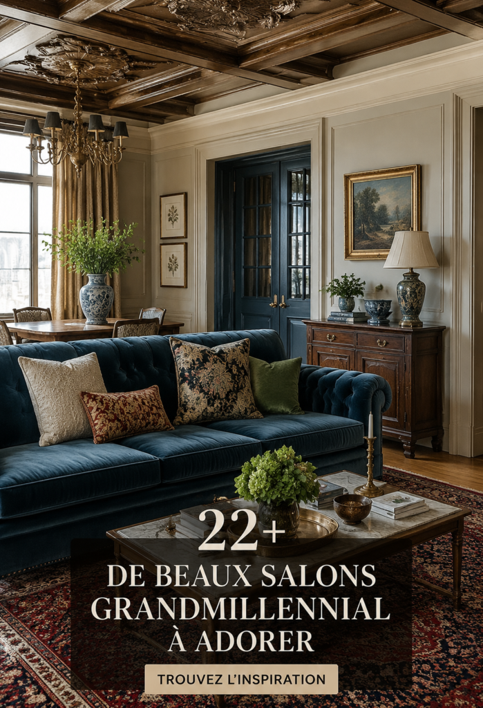 Salon grandmillennial avec des couleurs douces et des motifs vintage