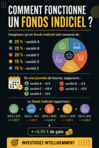 Graphique illustrant le fonctionnement des fonds indiciels.