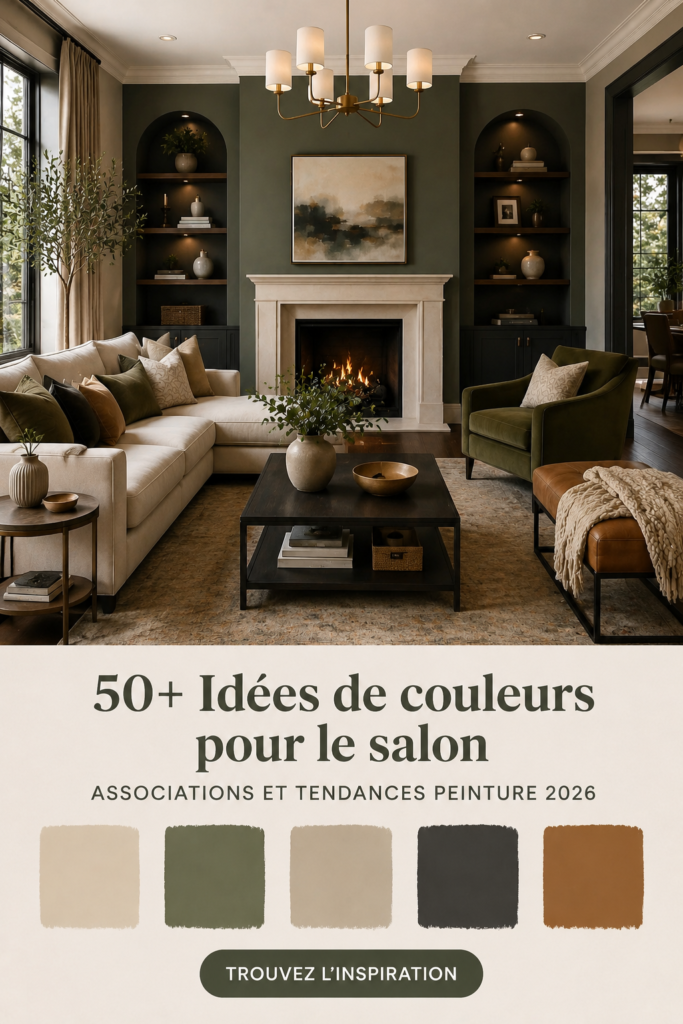 Salon décoré avec des combinaisons de couleurs modernes et chaleureuses
