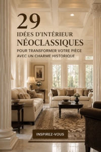 salon avec des éléments de décoration néoclassique, mêlant élégance et charme historique