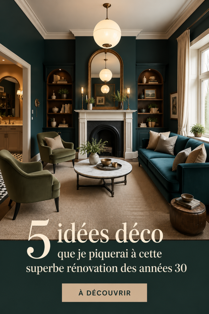 Intérieur d'une maison rénovée des années 30 avec des éléments vintage et modernes.