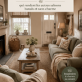 Un salon cottage chaleureux avec des éléments en bois et des tissus doux