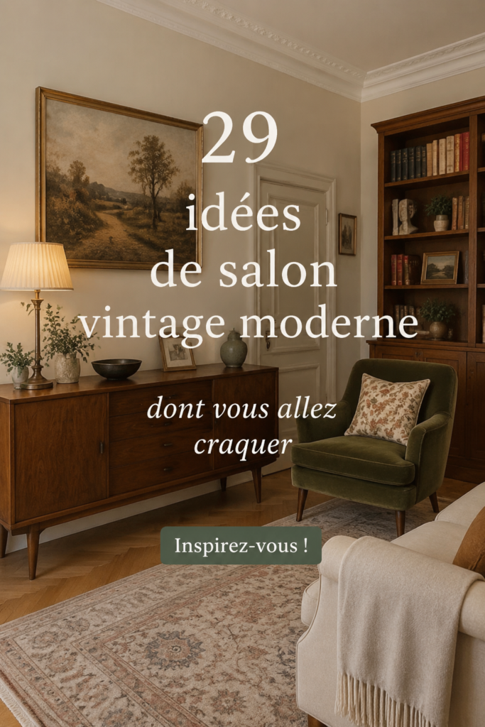 Salon moderne avec des éléments vintage et décorations chaleureuses