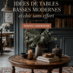 Table basse moderne en bois et verre avec décoration chic