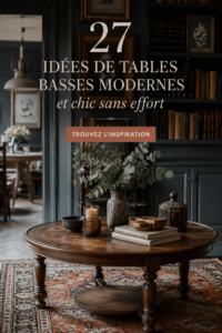 Table basse moderne en bois et verre avec décoration chic