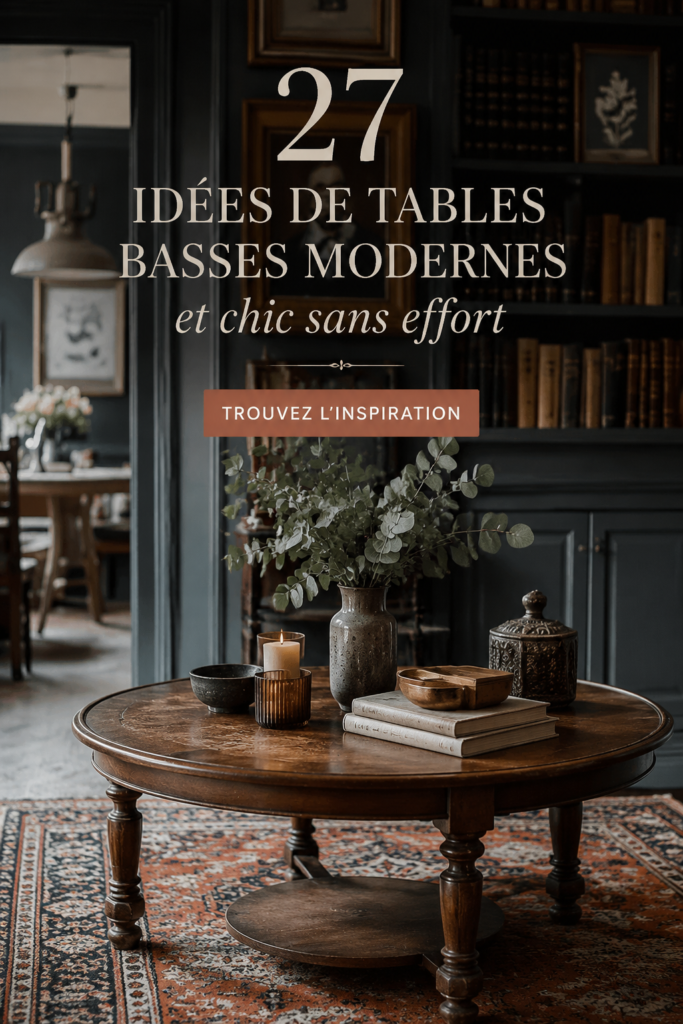 Table basse moderne en bois et verre avec décoration chic