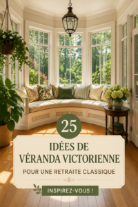Véranda victorienne lumineuse avec des fenêtres à guillotine et des plantes intérieures.