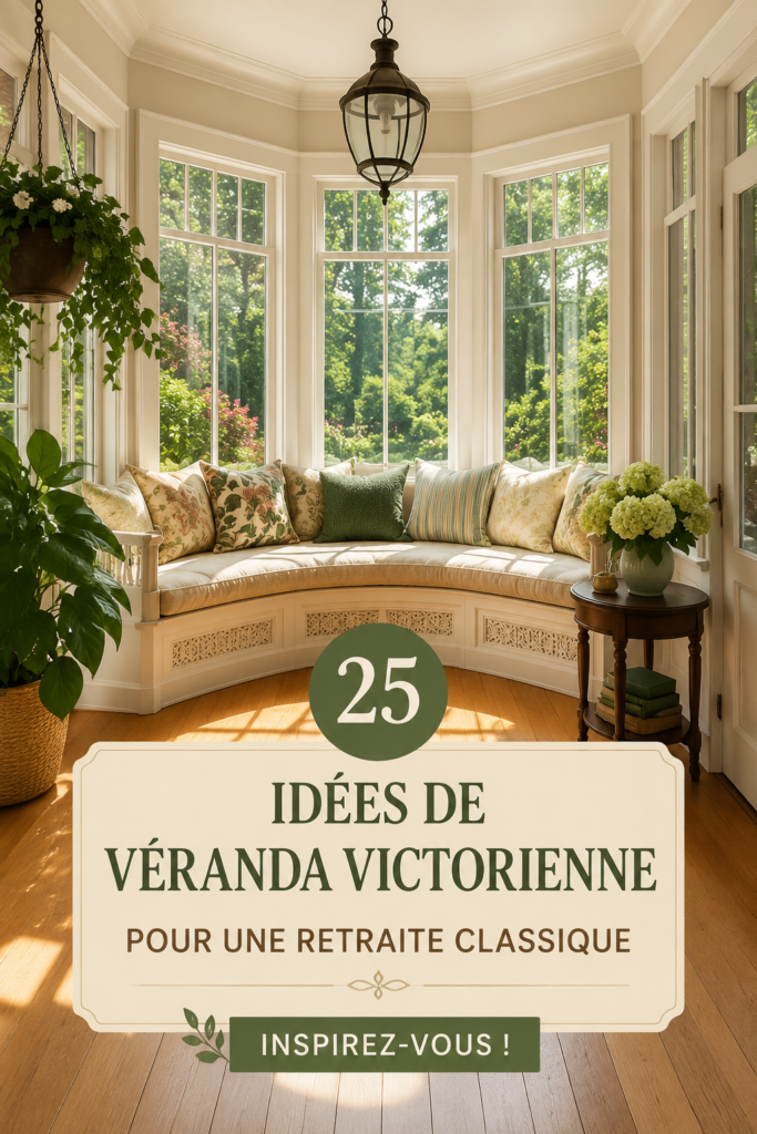 Véranda victorienne lumineuse avec des fenêtres à guillotine et des plantes intérieures.