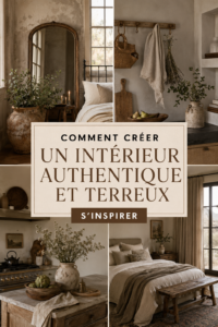 Intérieur chaleureux et vintage avec meubles en bois et objets déco rustiques