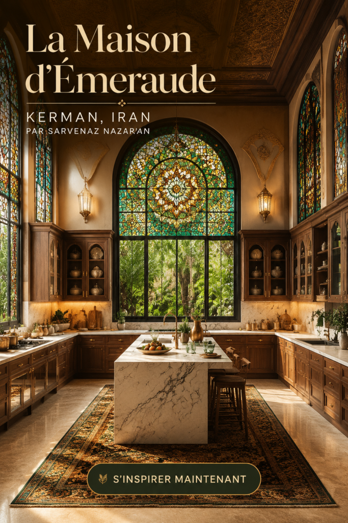 Vue extérieure de la Maison Émeraude à Kerman, Iran.