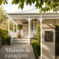 Une maison ancienne au charme historique entourée de verdure.
