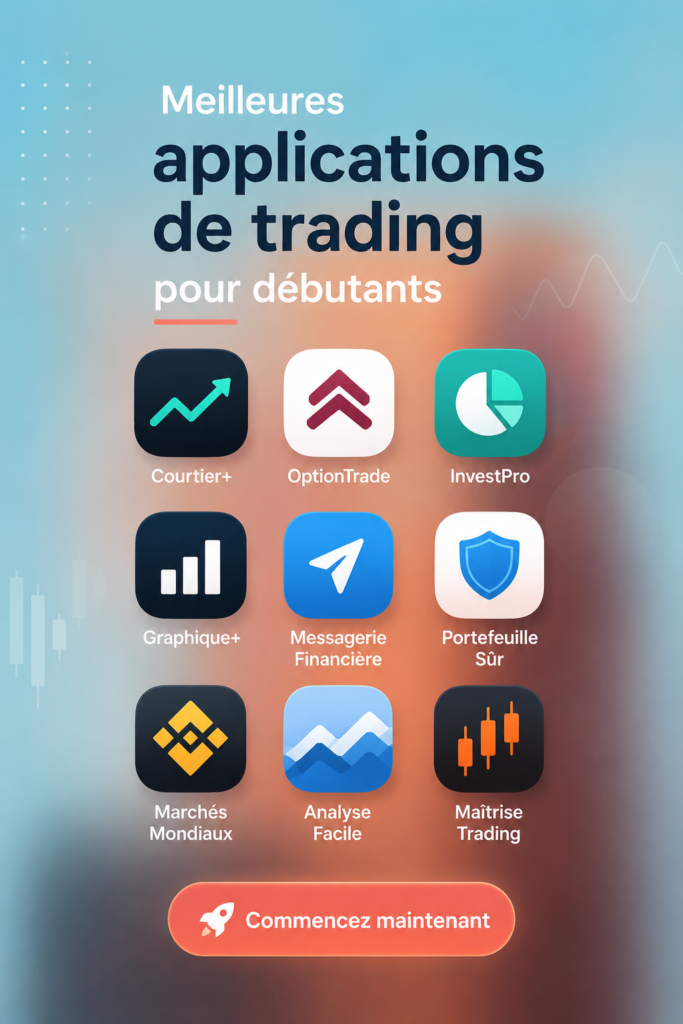 Illustration d'une femme utilisant une appli de trading sur son smartphone, apprenant à investir.