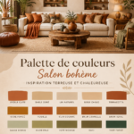 Un salon bohème avec une palette de couleurs chaudes et accueillantes