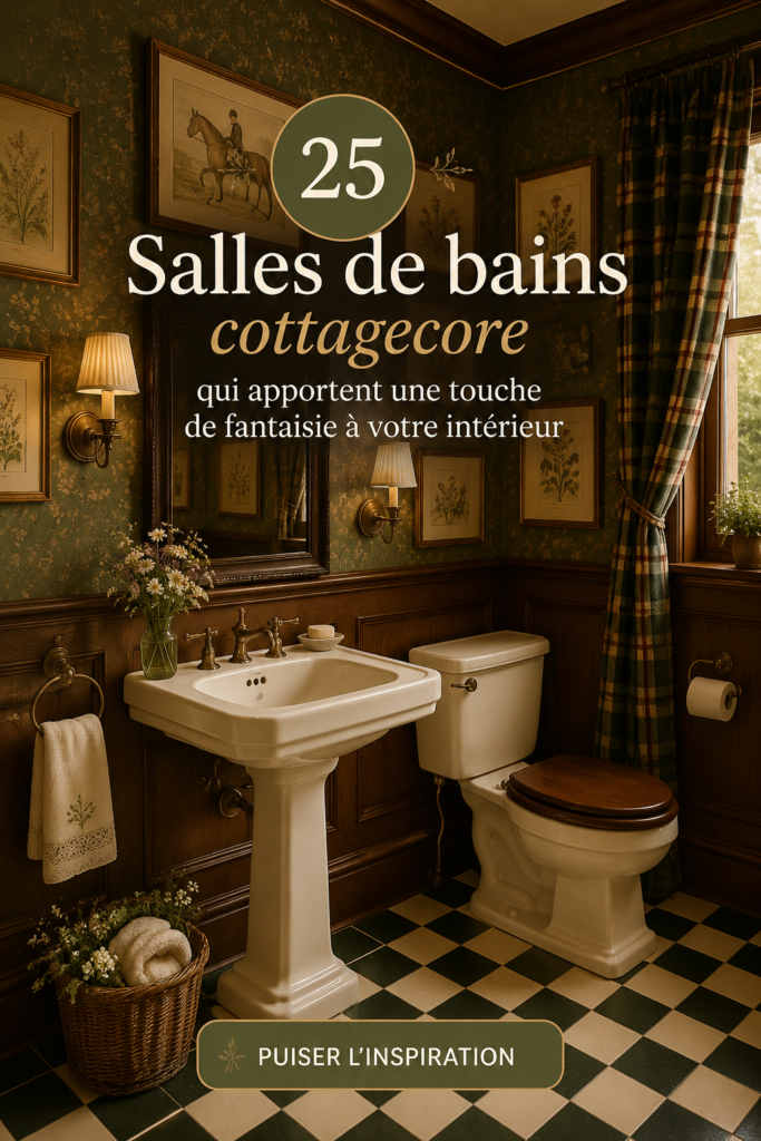 Une salle de bain cottagecore avec des touches de bois et de verdure