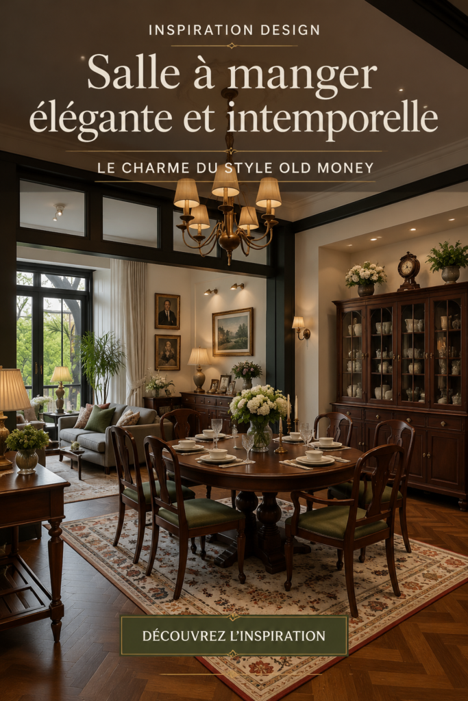 Salle à manger élégante avec une décoration intemporelle et des meubles classiques.