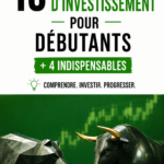 Illustration d'un livre sur l'investissement avec des termes financiers clés