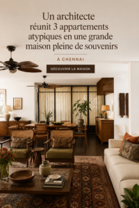 Un salon chaleureux résultant de la transformation de trois appartements en un.