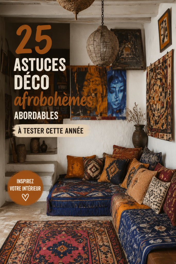 Exemple de déco afro-himéenne chaleureuse et accueillante, mettant en valeur des couleurs naturelles et des textiles variés