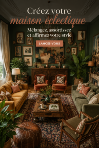 Intérieur éclectique avec mobilier varié et décoration unique