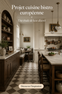 Cuisine bistro européenne élégamment décorée avec des éléments de luxe