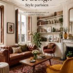 Un intérieur décoré dans le style parisien, avec des meubles élégants et des accents artistiques.