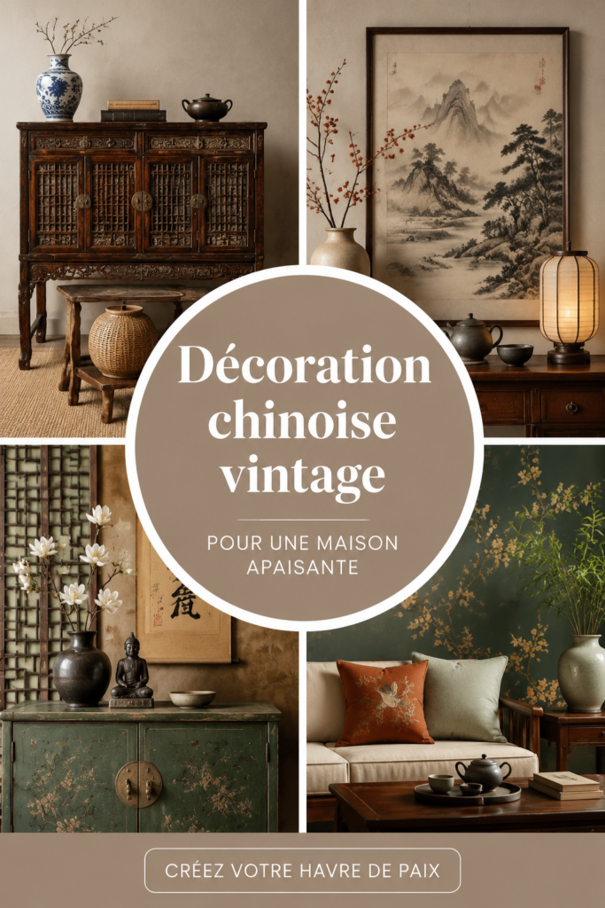 Intérieur calme décoré avec des éléments vintage chinois.