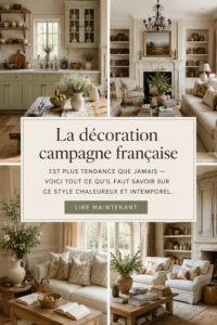 Intérieur chaleureux inspiré du style de décoration français avec des couleurs douces et des meubles en bois