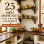 Cuisine indienne compacte bien décorée avec des touches traditionnelles.