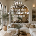 Un intérieur décoré dans un style méditerranéen, avec des couleurs chaudes et des matériaux naturels.