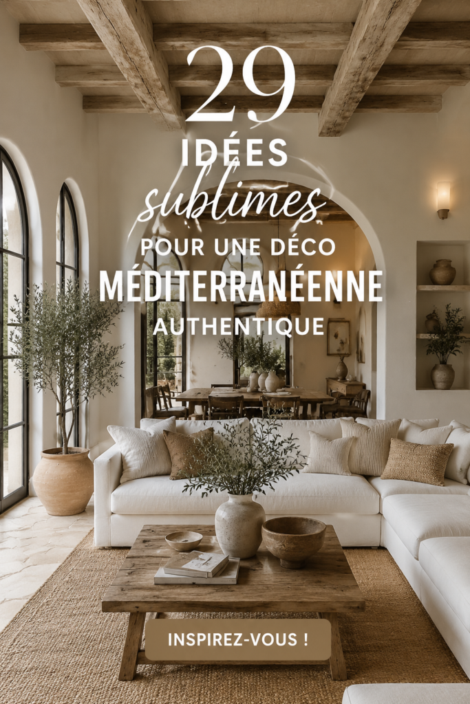 Un intérieur décoré dans un style méditerranéen, avec des couleurs chaudes et des matériaux naturels.