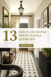Un hall d'entrée stylé dans un design géorgien avec des meubles élégants et des couleurs chaleureuses.