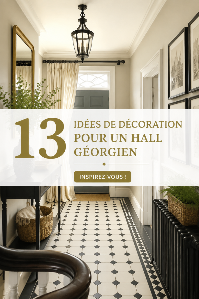 Un hall d'entrée stylé dans un design géorgien avec des meubles élégants et des couleurs chaleureuses.
