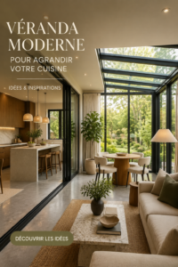 Extension en verre moderne sur une cuisine lumineuse