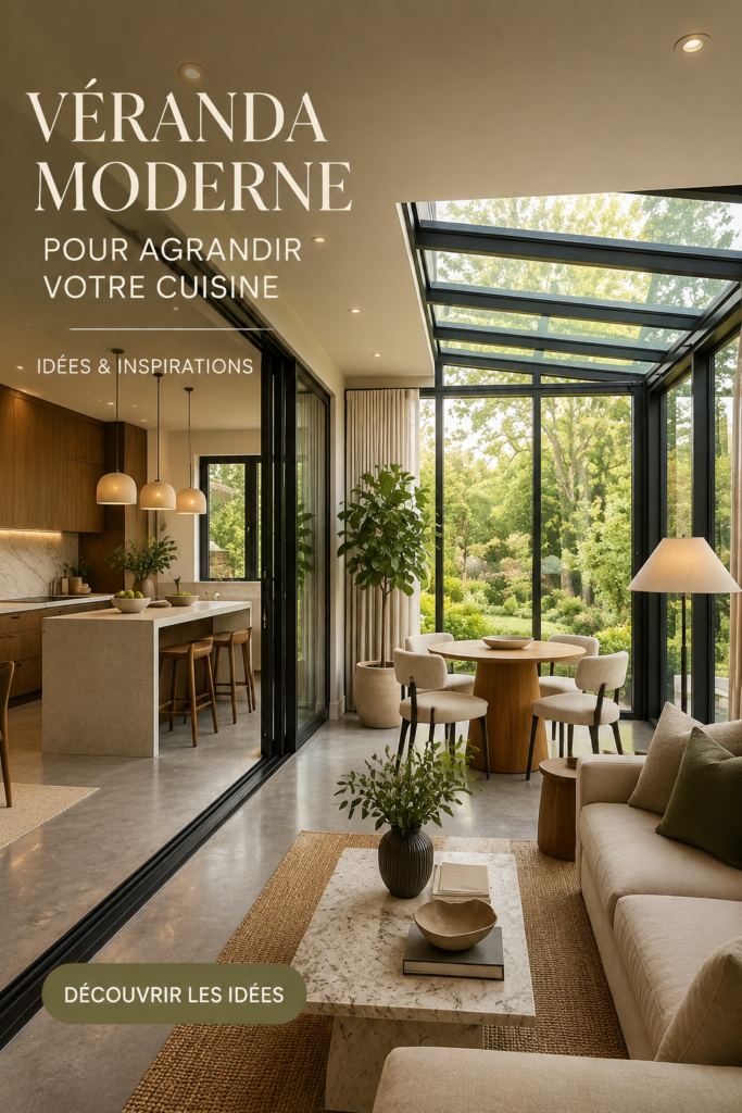 Extension en verre moderne sur une cuisine lumineuse