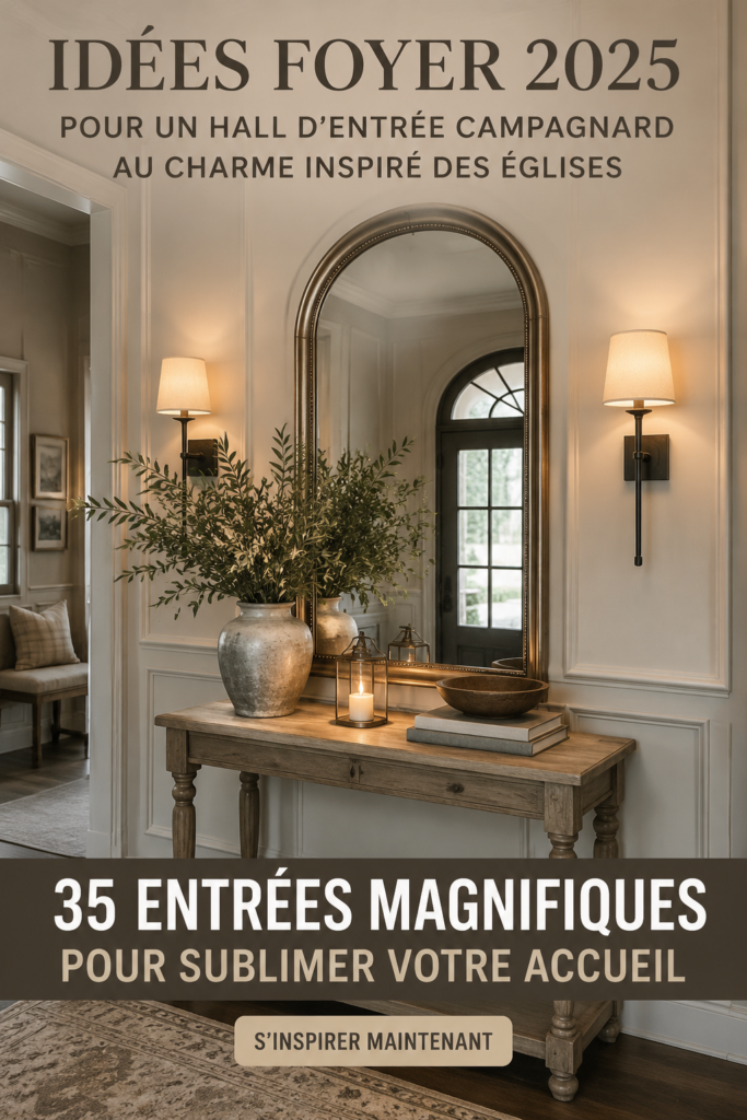 Hall d'entrée de style ferme moderne avec des éléments rustiques et contemporains.