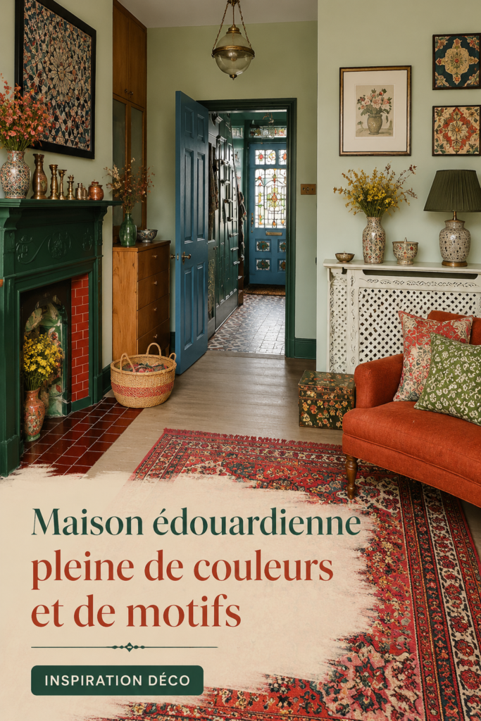 Intérieur edwardien coloré avec motifs floraux et élégants